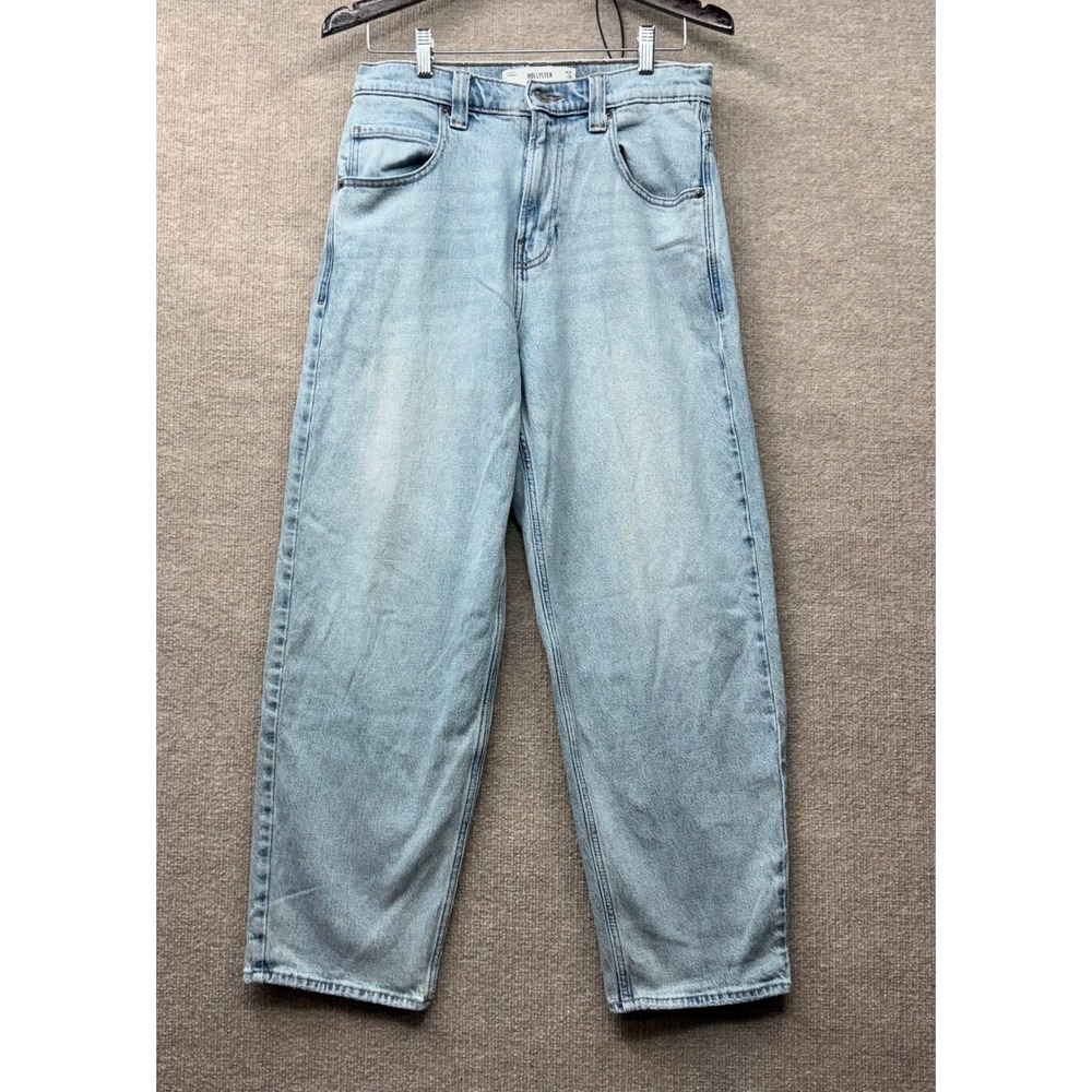 Hollister Baggy Skater Jeans Light Wash Flaming Dice Embroidered W29 L30